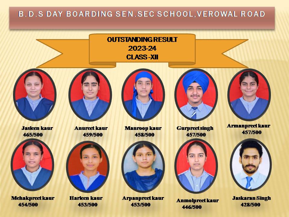 BDS Day Boarding School Outstanding Results 2023-24 Class XII