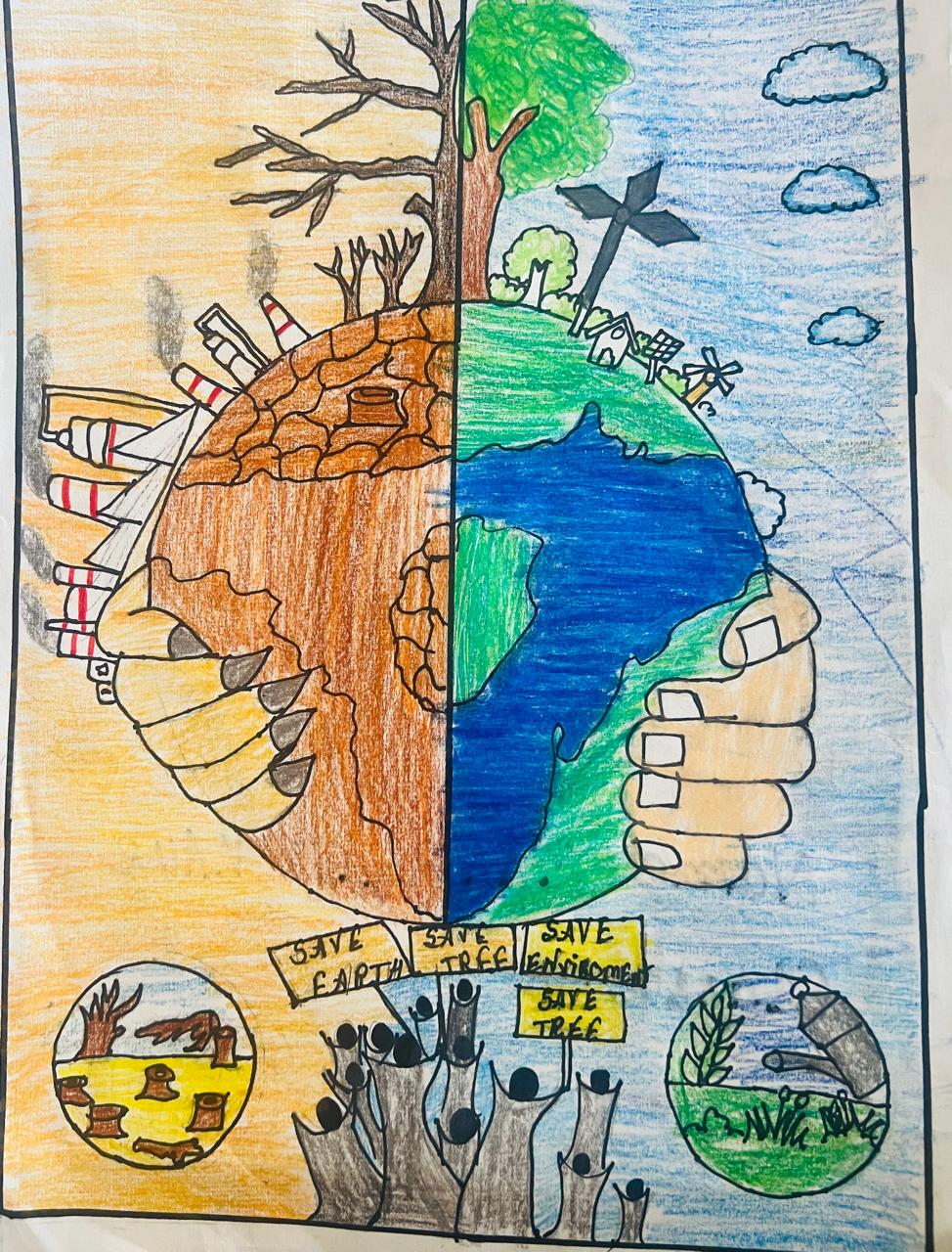 Save Earth painting by student